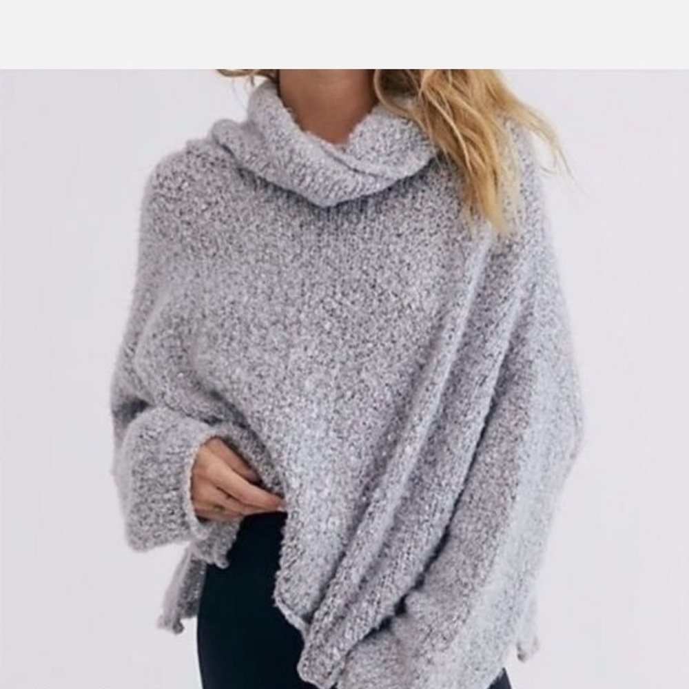 BFF cowl neck sweater free people grey